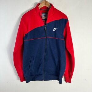 Vintage 1995 Nike Zip-Up Fleece Jacket Made in USA Red Navy XL 90s Sportswear